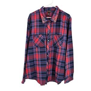 Bit Bridle Plaid Shirt Red Blue Flannel Snap Button Down Western NWT Size 2X